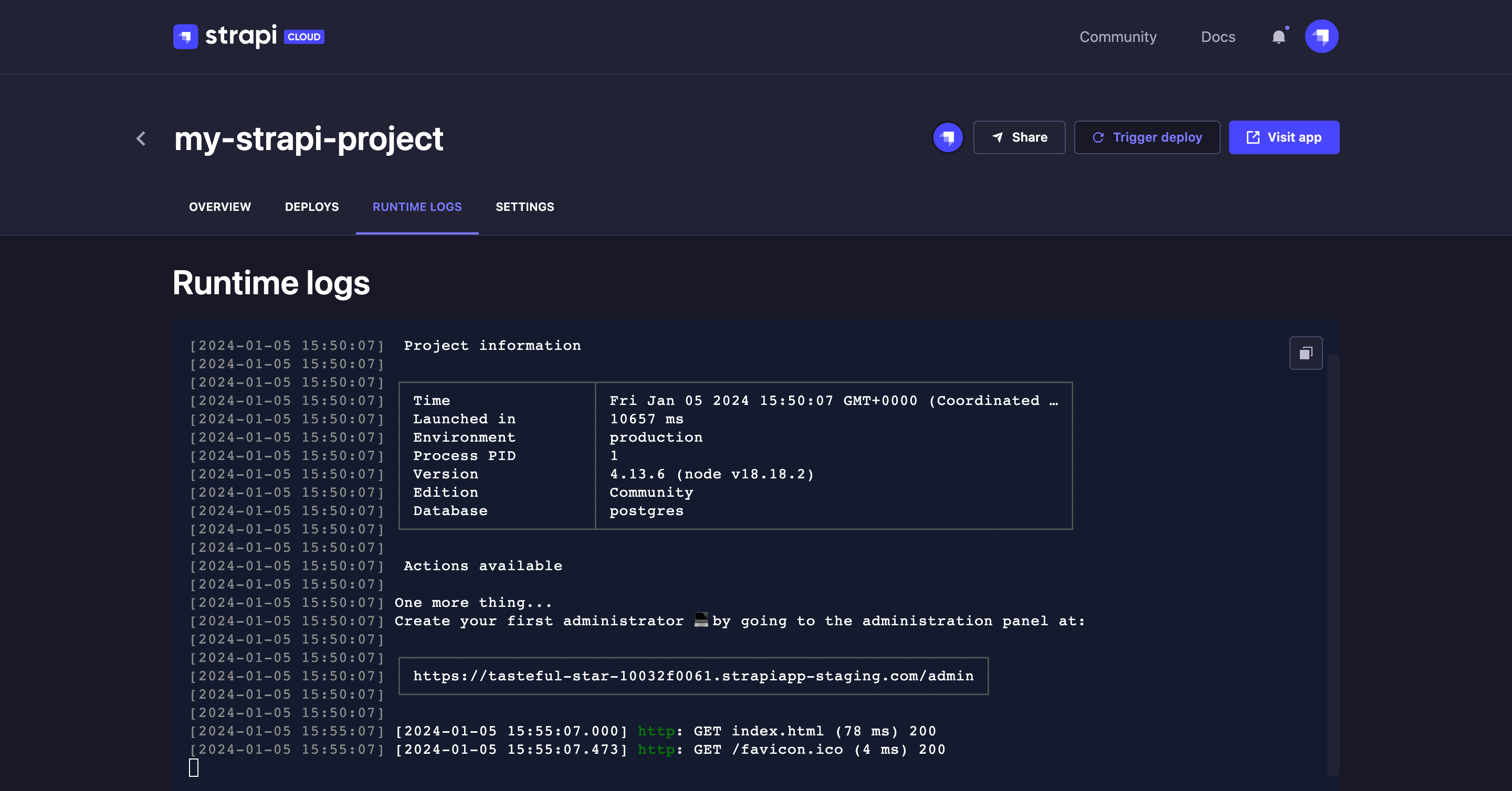 Runtime logs